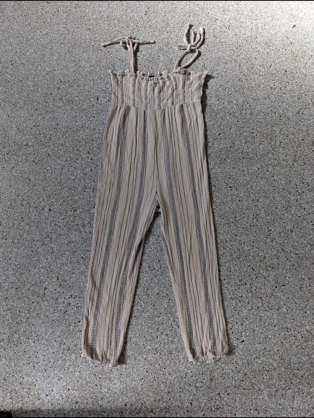 Hatch 100% Cotton Maternity Jumpsuit Size 1 (Small) Smocked Back Tie Straps